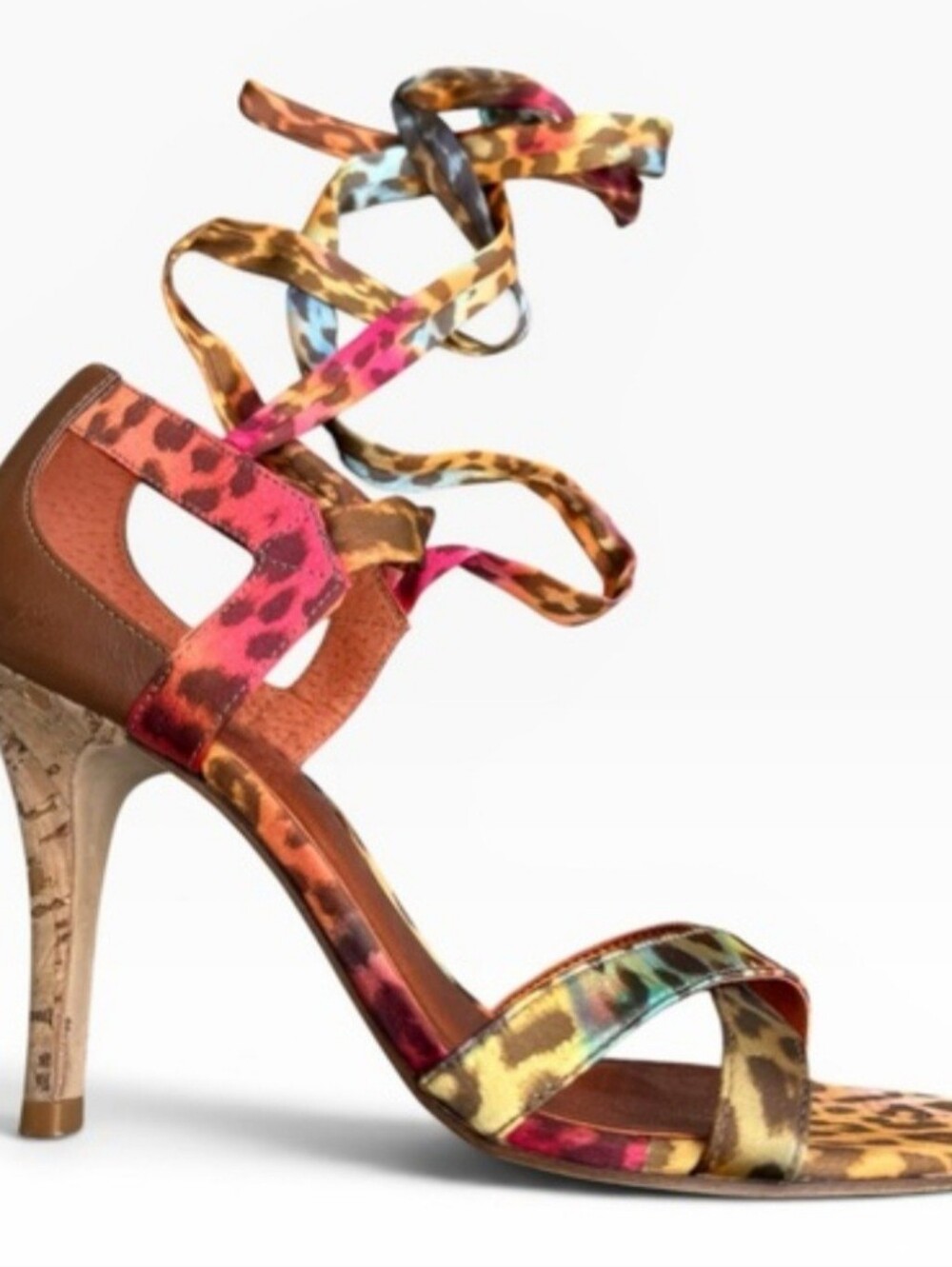 Carlos By Santana Salsa  Women's Multicolor Leopard Lace-Up High Heel Sandal.